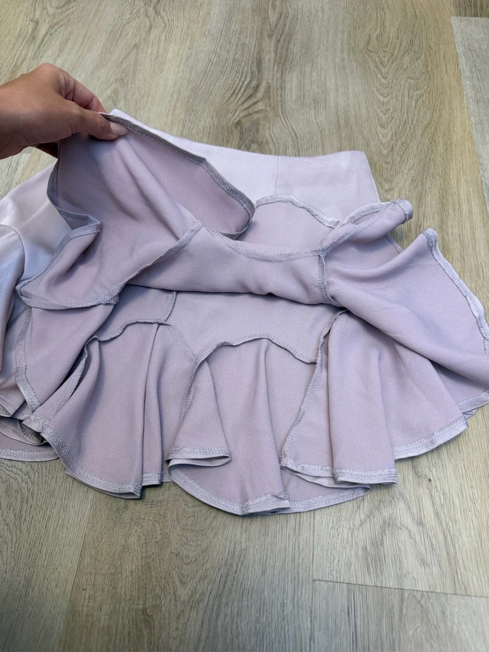 Saints + Secrets High-Waist Pink Ruffle Hem Mini Skirt